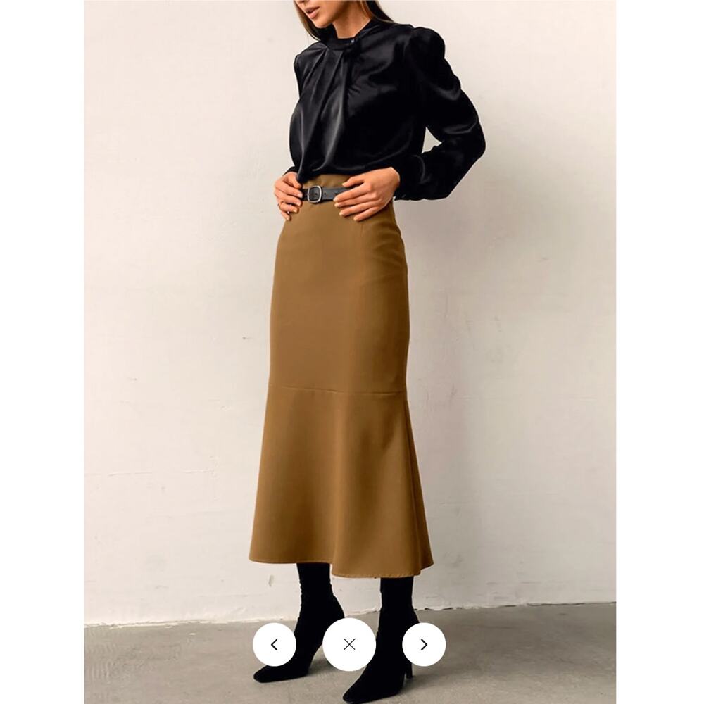 Commense Minimalist Plain Maxi Skirt Without Belt Sz M - Picture 3 of 7